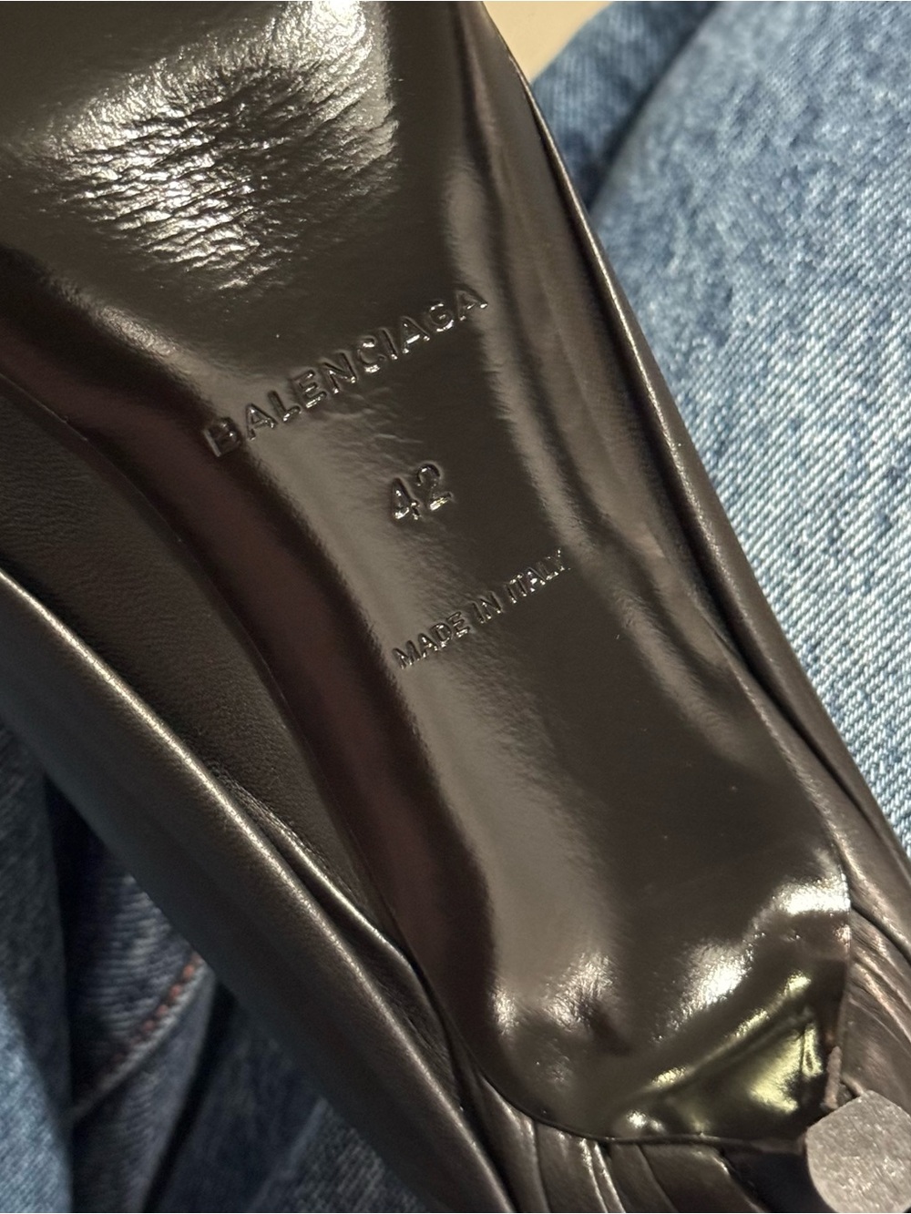 100% AUTH Balenciaga Black Knife Leather Folded-Toe Ballet Kitten Heel - Picture 9 of 9